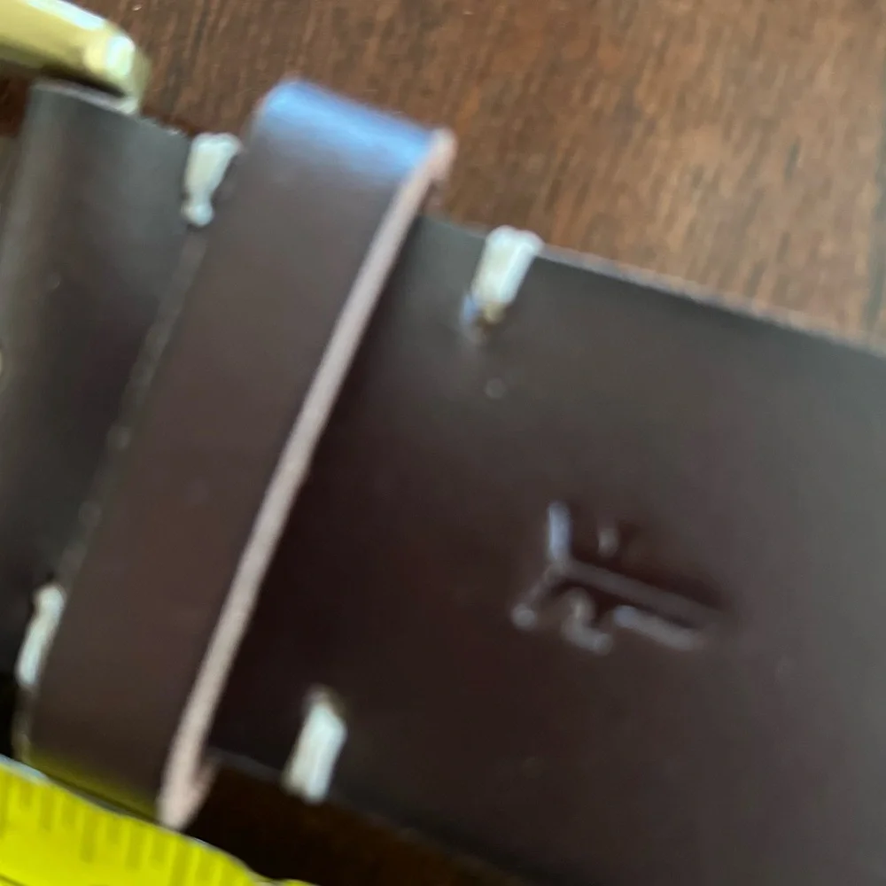 Frye Brown Genuine 100% Leather Belt with Gold- Bronze Buckle M/L/